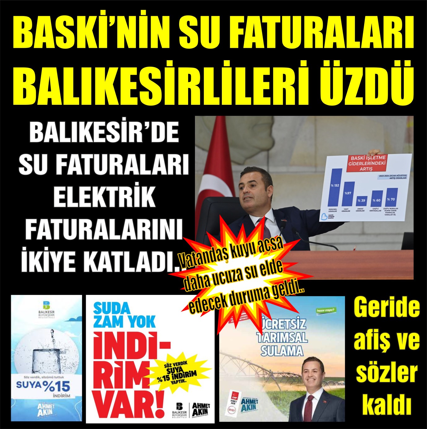 BASKİ'NİN SU FATURALARI BALIKESİRLİLERİ ÜZDÜ