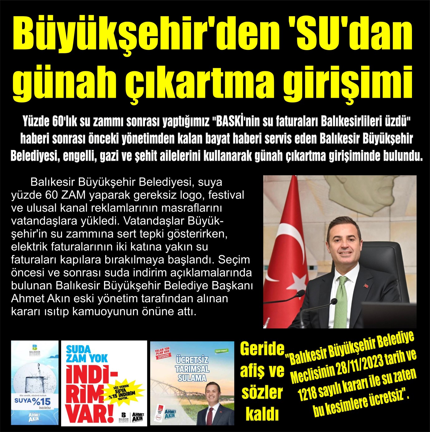 Büyükşehir'den 'SU'dan günah çıkartma girişimi