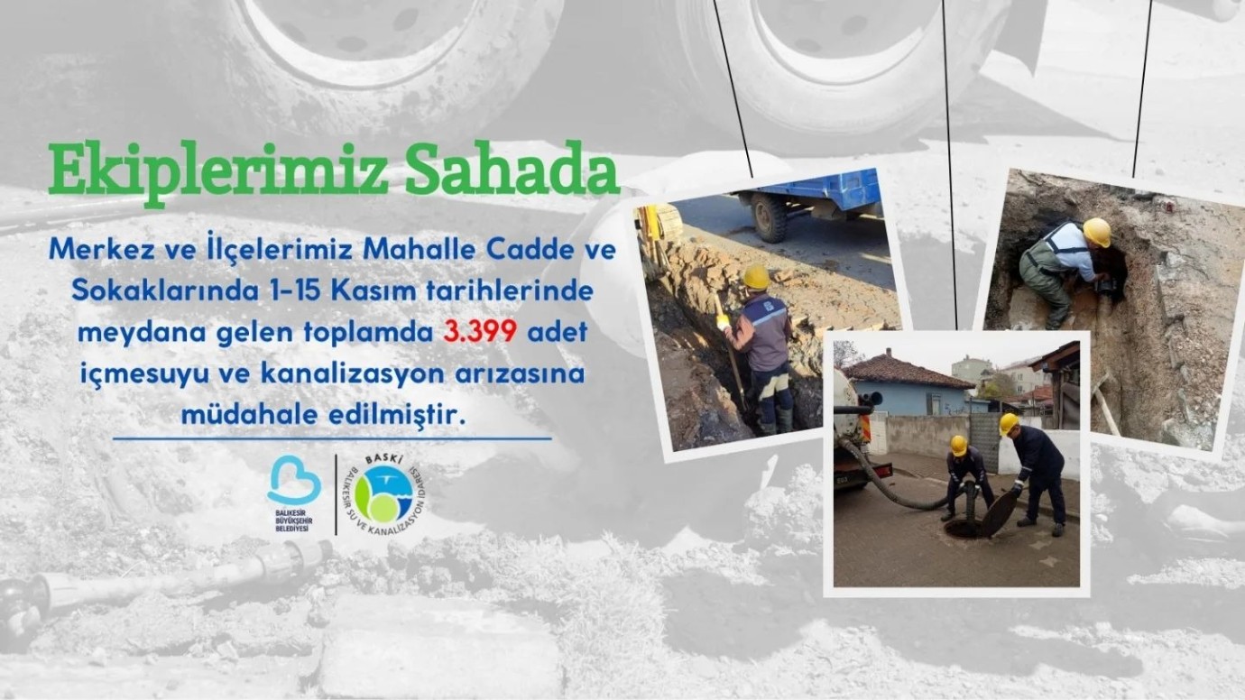 BASKİ Ekiplerinden Yoğun Mesai: 3.399 Arızaya Müdahale Edildi
