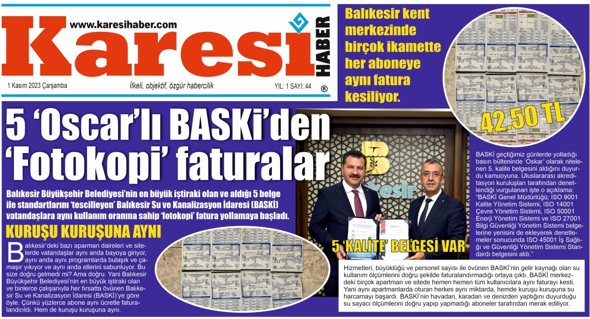 5 ‘Oscar’lı BASKİ’den ‘Fotokopi’ faturalar